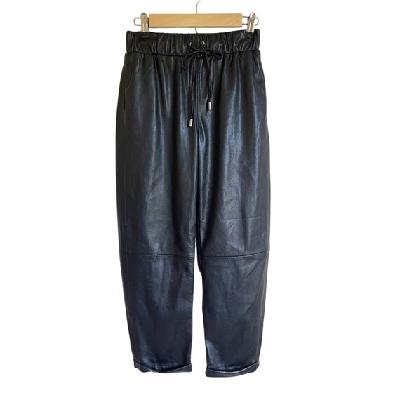 Evereve Jules Faux Leather Pants Women's Small black loose baggy elastic Drawstr - Picture 4 of 12